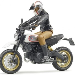 Scrambler Ducati Desert Sled met motorrijder