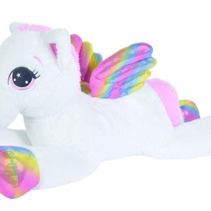 Pegasus (liggend) pluche – 120cm (wit/roze)