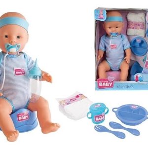 New Born Baby – Babypop (jongen) 43cm + accessoires (blauw)