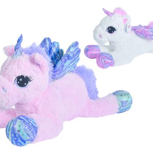 Pegasus (liggend) pluche – 80cm (blauw/roze) – 1 exemplaar