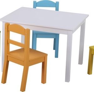 Tafel met 4 stoelen (hout)