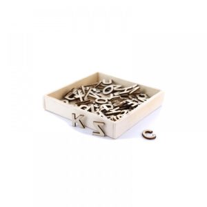 Mini alfabet 1,2cm (hout) – 72stuks in doosje