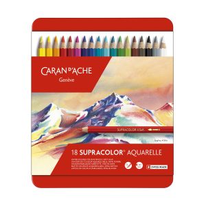 Caran d’Ache Aquarelpotloden Supracolor II Soft – 18stuks in metalen doos