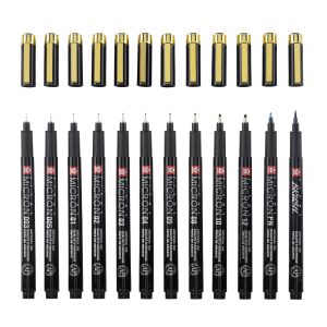 Sakura Pigma Micron Black & Gold Edition Set – 12stuks