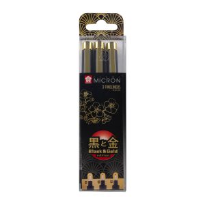 Sakura Pigma Black & Gold Edition Set – 3stuks (zwart)