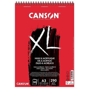 Canson XL – Tekenblok (spiraal) Olie- & Acrylpapier A3 290gr/30vel