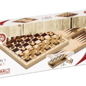 Set 3 spellen in 1 (Schaak, dammen & backgammon)