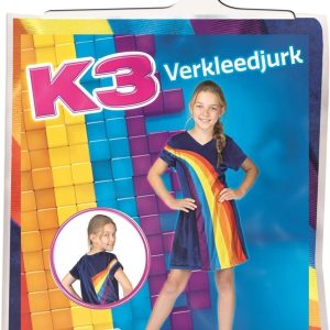 K3 – Verkleedjurk “Regenboog” blauw (3-5jaar)