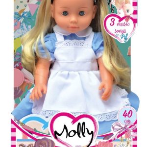 Pop Molly Alice 40 cm met blauwe jurk en 3 liedjes