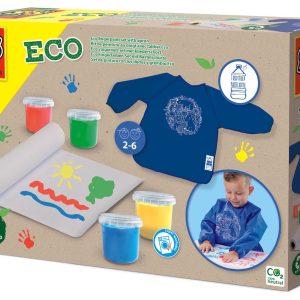 SES Creative – ECO Vingerverf set met kliederschort 100% recycled