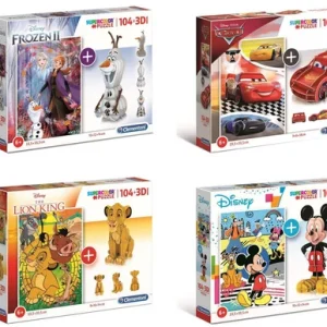 Puzzel (104stuks) + 3D figuur – Disney – 1 exemplaar