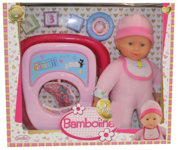 Bambolina Amore Babypop (30cm) met loopstoeltje en accessoires