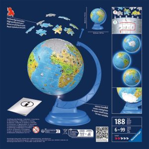 3D Puzzel (188stuks) – XXL Kinder globe Night Edition (Engelstalig)