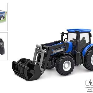 R/C Tractor met licht en frontlader – 27cm (blauw)