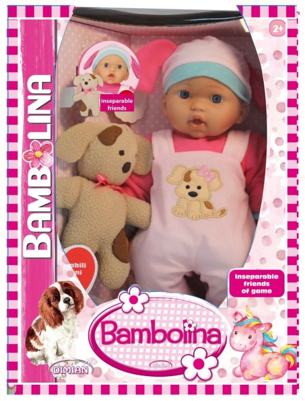 Bambolina Babypop (41cm) met pluche beer