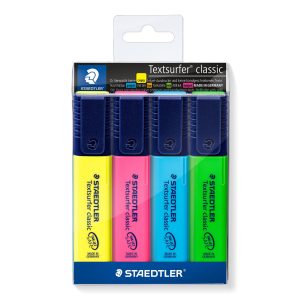 Tekstmarker Textsurfer Classic – 4stuks (geel/blauw/roze/groen) etui