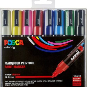 Posca Paint Marker op waterbasis (2,5mm) – 8stuks (standaard kleuren)