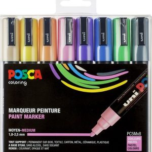 Posca Paint Marker op waterbasis (2,5mm) – 8stuks (pastel kleuren)