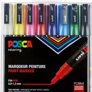 Posca Paint Marker op waterbasis (1,5mm) – 8stuks (standaard kleuren)