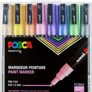 Posca Paint Marker op waterbasis (1,5mm) – 8stuks (pastel kleuren)