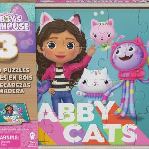 Gabby’s Dollhouse – 3-pack houten puzzel (3x24stuks) in houten box