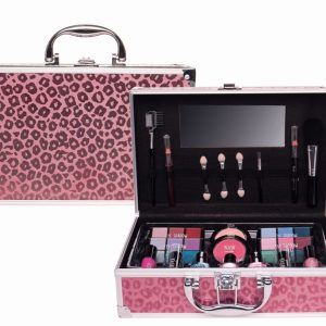 Make-up Koffer Aluminium – Luipaard print roze
