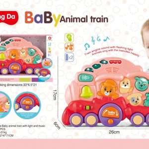 Baby dierentrein + lichte muziek – roze. 12M+. 2xLR06 Excl. 05050804