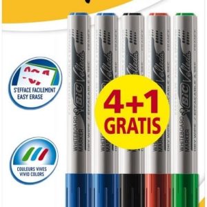 BIC Whiteboard Marker “1741” Velleda, ronde punt (medium) – 4+1 gratis