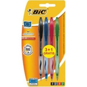 BIC Balpen Atlantis Soft 1mm – blauw/zwart/rood/groen (3+1 gratis)