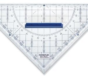 Geodriehoek (acryl) met handvat – 22cm