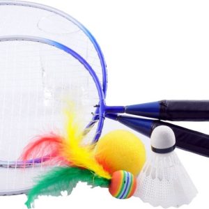 Badmintonset (mini) met 2 rackets/1 bal/1 shuttle/1 pluimbal in net tas