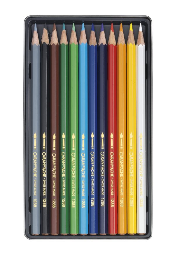 Caran d'Ache Kleurpotlood "Fancolor" - 12stuks in metalen doos - Afbeelding 2