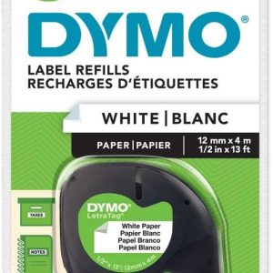 Dymo Tape “LetraTag” 12mm x 4m – (papier) wit