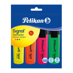 Pelikan Textmarker Signal – 4stuks (geel/roze/groen/oranje)