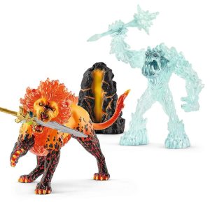 Schleich Eldrador – Ijsmonster met wapen vs. Vuurleeuw