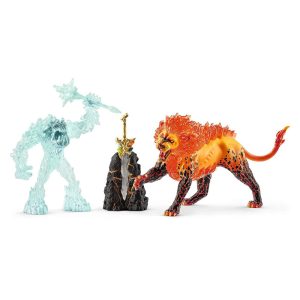 Schleich Eldrador – Ijsmonster met wapen vs. Vuurleeuw