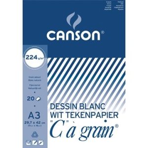 Canson Tekenblok “C à Grain” A3 (420x297mm) 224gr/20vel – wit