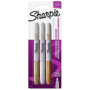 Sharpie Permanent Marker Fine “Metallic” – 3stuks (goud/zilver/brons)