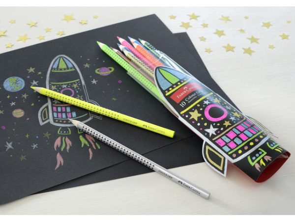 Faber-Castell Kleurpotloden Grip - 10stuks (neon/metallic) in raket doos