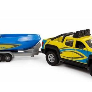 Terreinwagen met trailer en boot met licht/geluid – 29cm