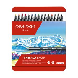 Caran d’Ache Brushpen “Fibralo” – 15stuks in metalen doos