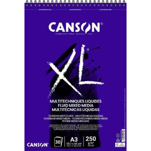 Canson XL – Tekenblok (spiraal) Fluid Mix Media A3 (297x420mm) 250gr/30vel