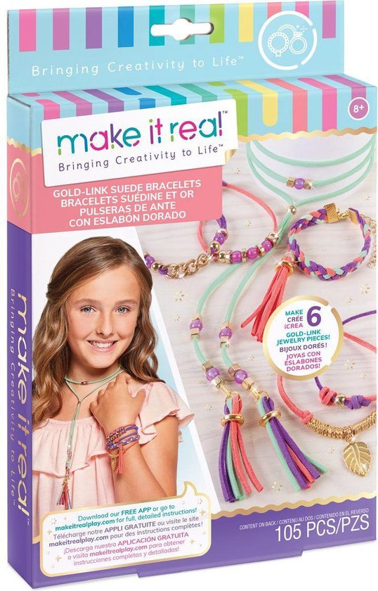 Make it Real – Suede armbandjes met goudkleurige schakels