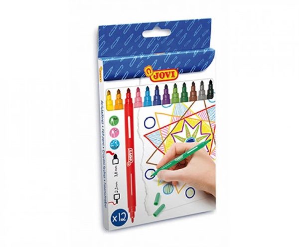 JOVI Viltstiften (uitwasbaar) dubbel punt - Etui (karton) 12stuks