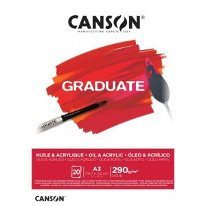 Canson Tekenblok Olie- & Acrylpapier Graduate A3 290gr/20vel – wit