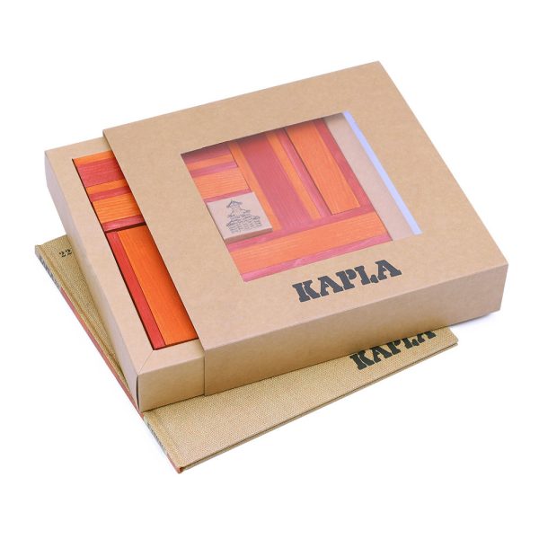 KAPLA Doos - 40 Plankjes (rood/oranje) + Voorbeeldboek 22 - Afbeelding 2