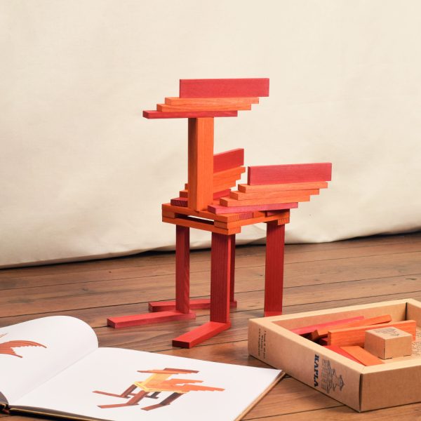 KAPLA Doos - 40 Plankjes (rood/oranje) + Voorbeeldboek 22 - Afbeelding 5
