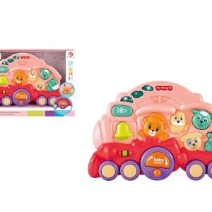 Baby dierentrein + lichte muziek – roze. 12M+