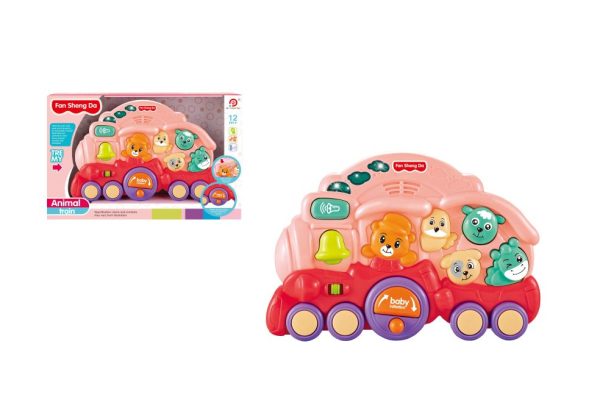 Baby dierentrein + lichte muziek - roze. 12M+