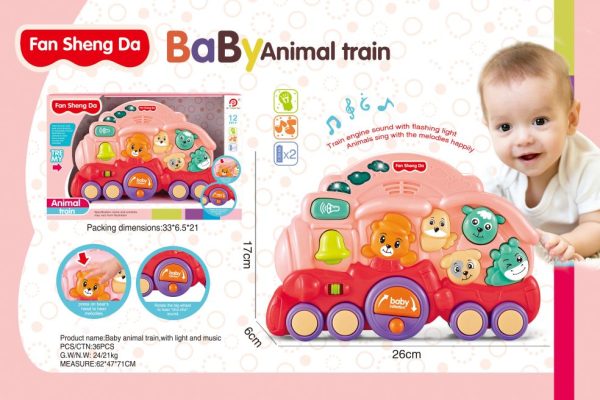 Baby dierentrein + lichte muziek - roze. 12M+ - Afbeelding 2